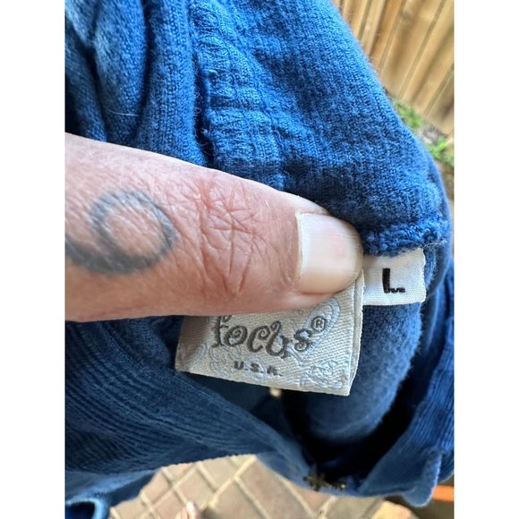 FOCUS USA Flower QUILTED Blue GAUZE Corduroy HOODED VEST L - Picture 7 of 7